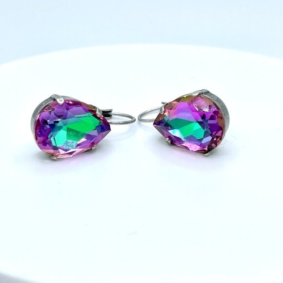 Pear Heliotrope Dangle Earrings 18x13mm - Handmade - Picture 2 of 9
